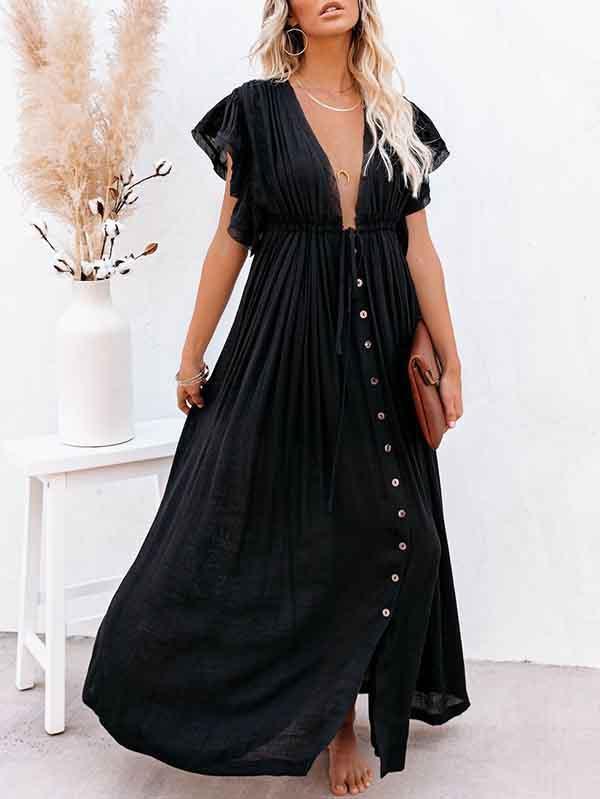 Womens Beach Cover Up Dress See Through Empire Maxi Dress