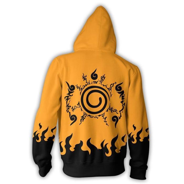 Naruto Anime Uzumaki Naruto Black Icon Yellow Cosplay Unisex 3D Printed Hoodie Sweatshirt Jacket With Zipper