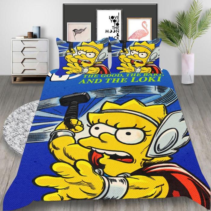 The Good, The Bart, And The Loki Cosplay Bedding Set Duvet Cover Pillowcases Halloween Home Decor