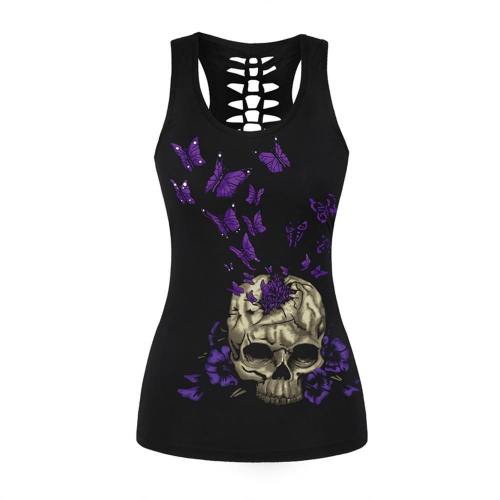 Skull & Violets Butterflies Women Tank Top