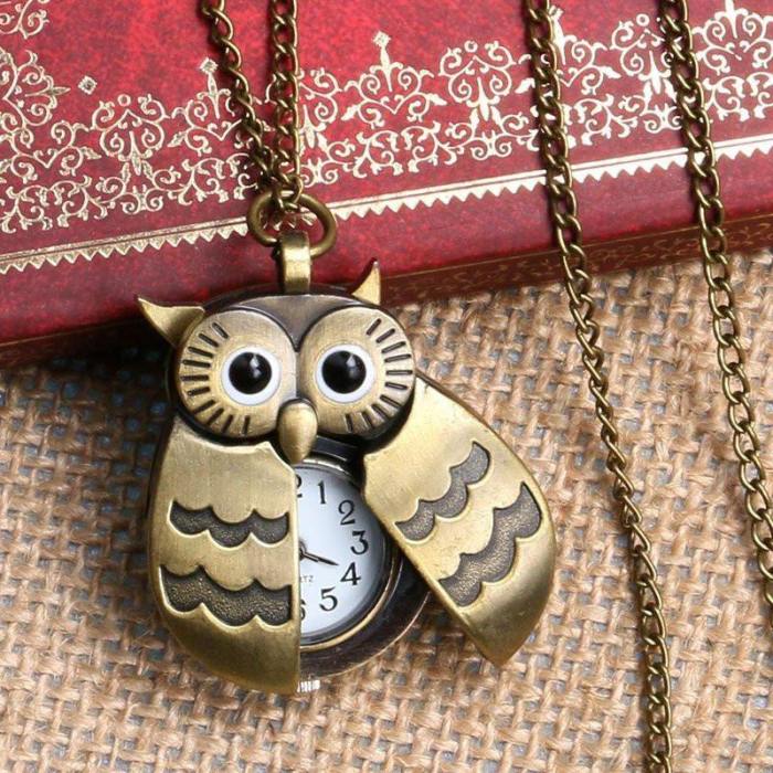 Lovely Owl Watch Necklace- Clock Necklace