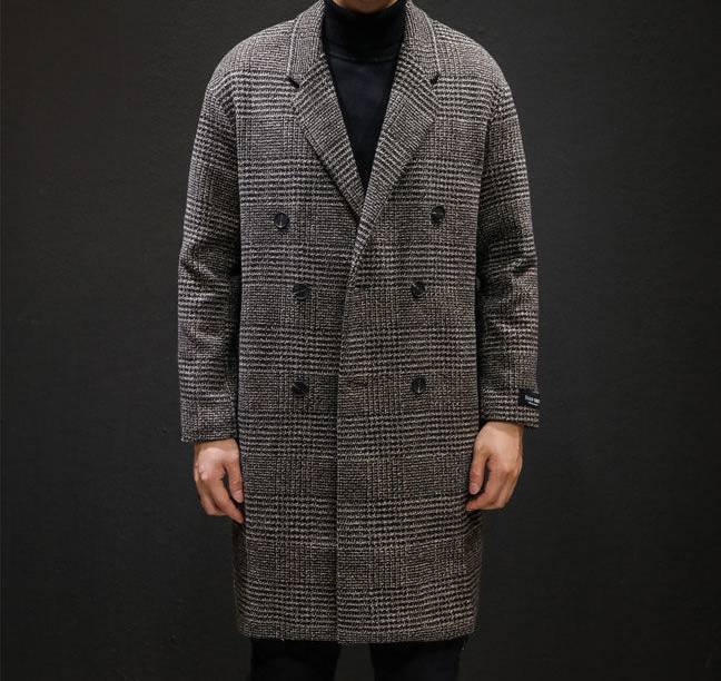 Men'S Long Woolen Coat Fashion Casual Streetwear Overcoat