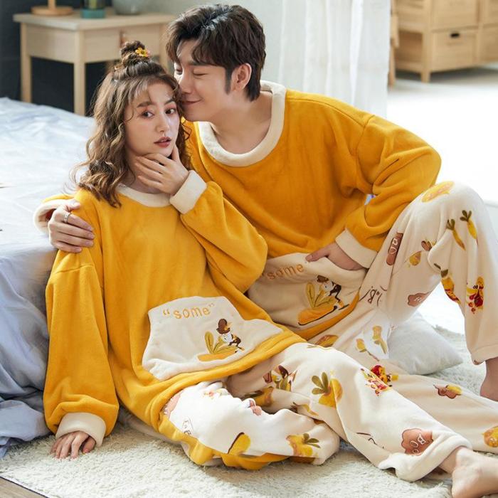 Boyfriend Girlfriend Cartoon Two Piece Pajama Set