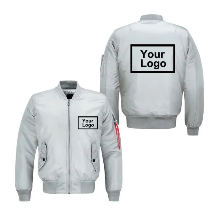 Men'S Custom Logo Bomber Zipper Jacket
