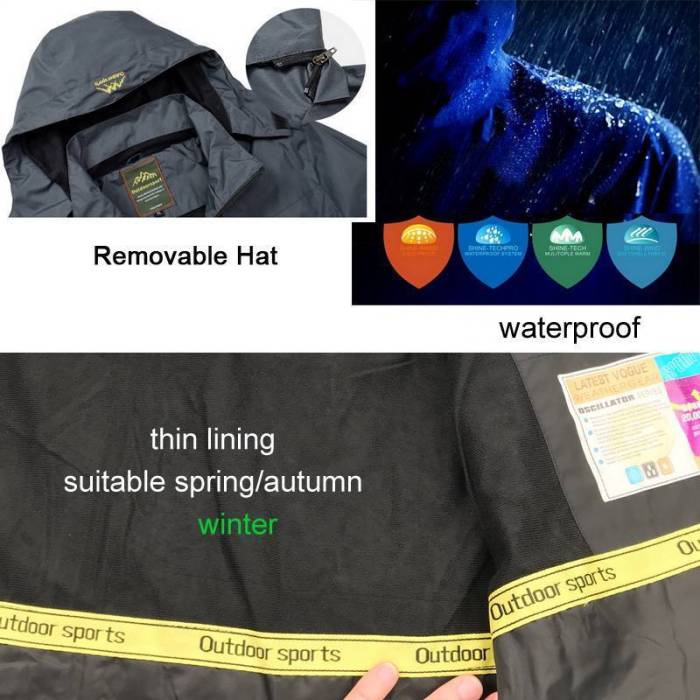 Men'S Outdoor Waterproof Jacket Rain Coat Hiking Windbreaker