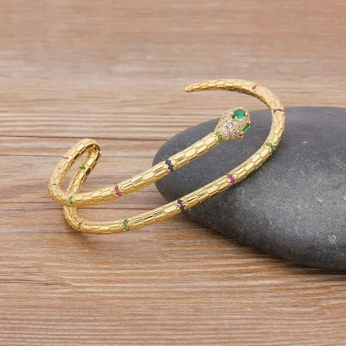 Dazzling Rhinestone Snake Bangle Bracelet