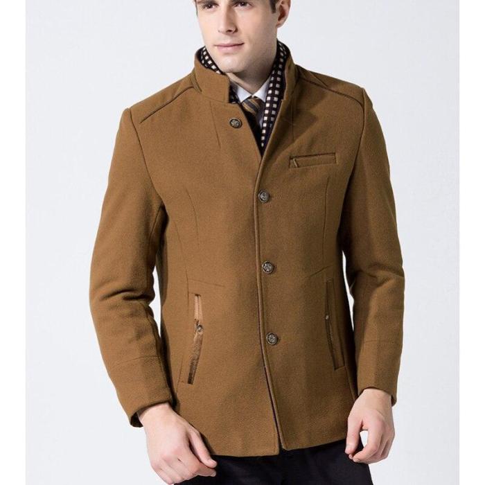 Men'S Wool Coat Casual Windbreaker Cashmere Jacket