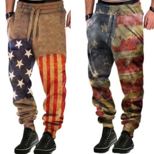 Summer Double Stripe Casual Independence Day Pants American Flag Pants