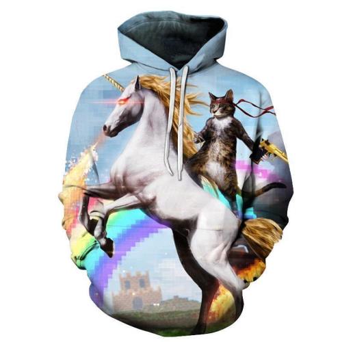 Unicorn Cat 3D Hoodie Sweatshirt Pullover