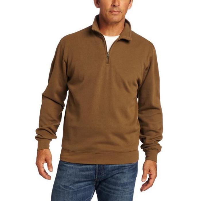 Men'S Solid Color Stand-Up Long Sleeves Sweatshirt