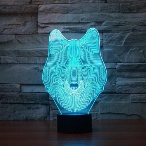 3D Led Wolf Lamp