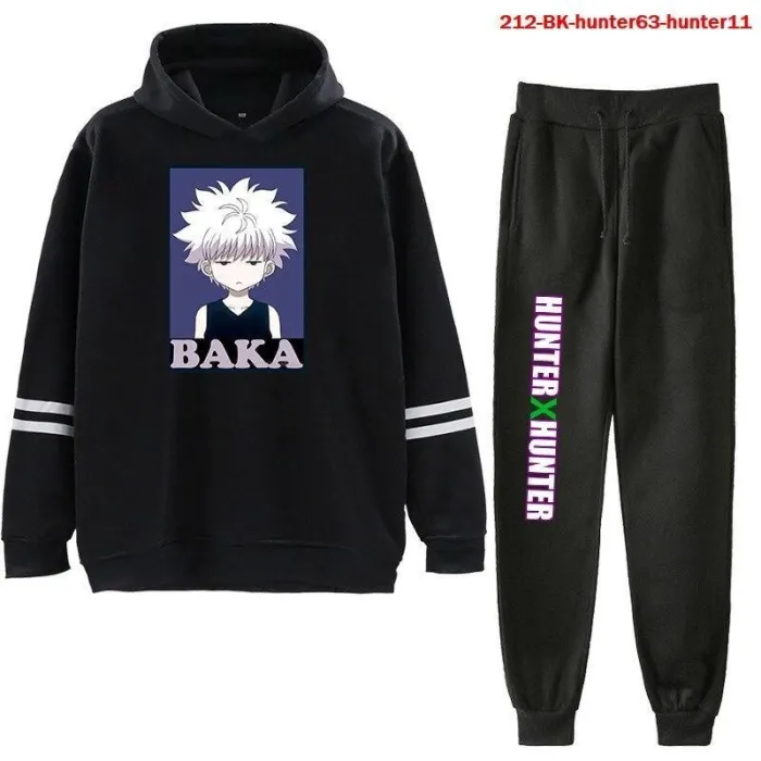 2Pcs/Set Casual Fleece Tracksuit Hunter X Hunter Oversize Hooded Hoodie Suit With Sport Pant