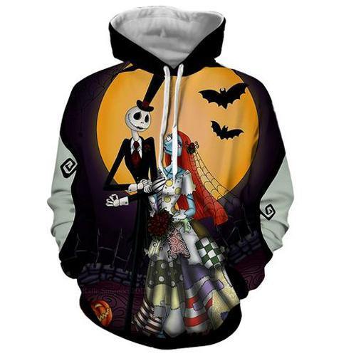 Nightmare Before Christmas Jack & Sally 3D Sweatshirt Hoodie Pullover