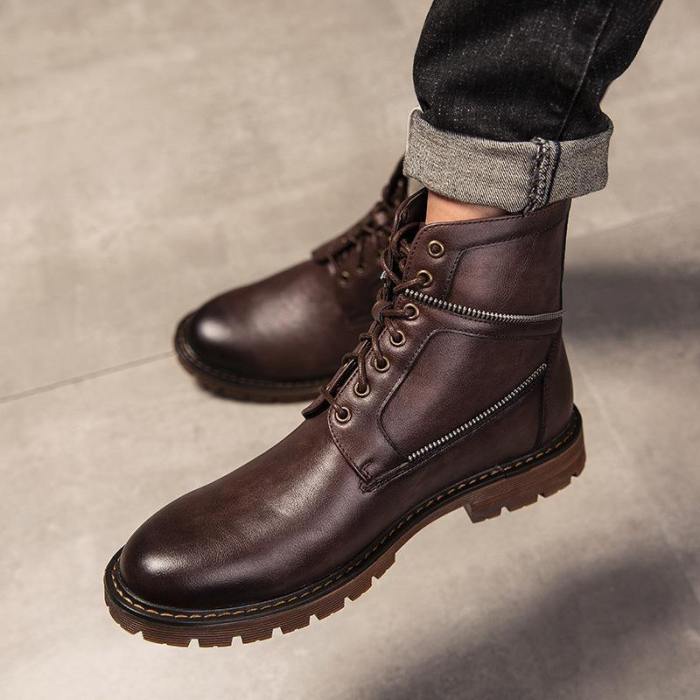 Men'S Casual Retro Leather Boots