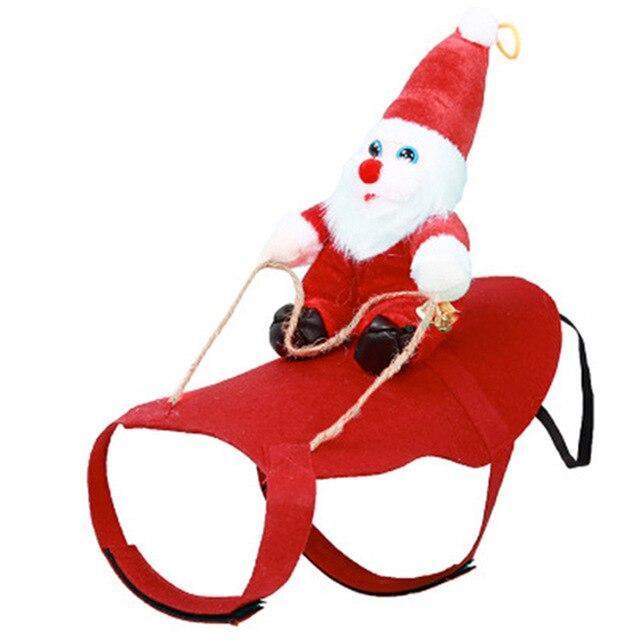 Dog Santa Costume Vest Red Pet Christmas Riding Dress Warm Apparel Party Dressing Up Cosplay Clothing Funny Clothing