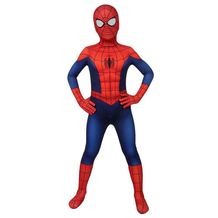 Kids Spider-Man Peter Parker Ultimate Spider-Man Season1 Jumpsuit Cosplay Costume -