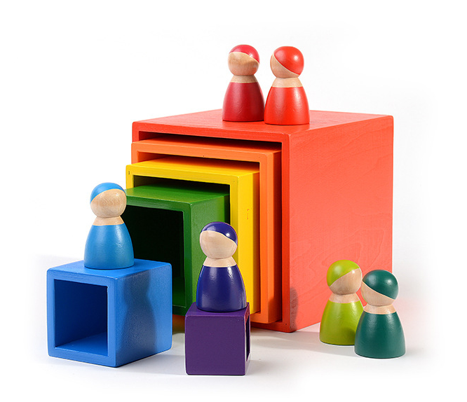 Diy 3D Wooden Toys Rainbow Building Blocks Rainbow Stacker Large Size Creative Montessori Educational Toys For Children Kids