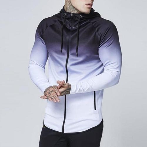 Men'S Gradient Streetwear Zipper Sweatshirt Tops