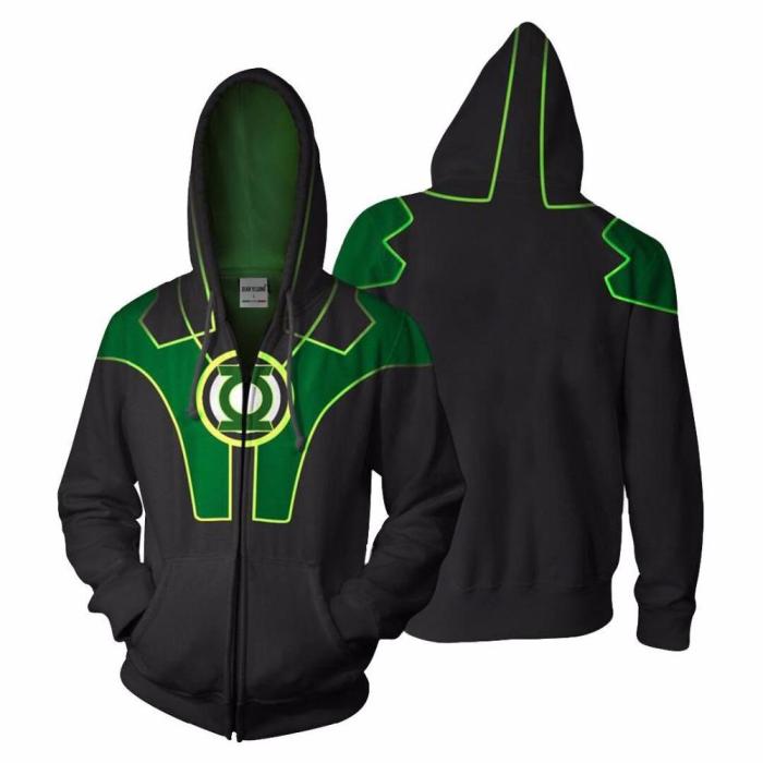 Dc Detective Comics Green Lantern Alan Scott Movie Black Cosplay Unisex 3D Printed Hoodie Sweatshirt Jacket With Zipper