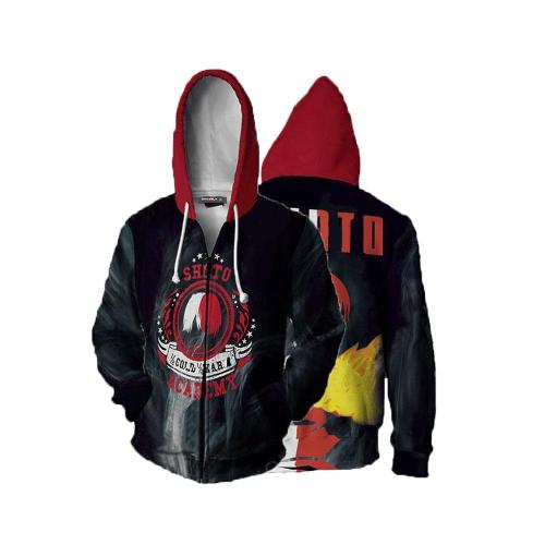 My Hero Academia Anime Todoroki So Half Cold Cosplay Unisex 3D Printed Mha Hoodie Sweatshirt Jacket With Zipper