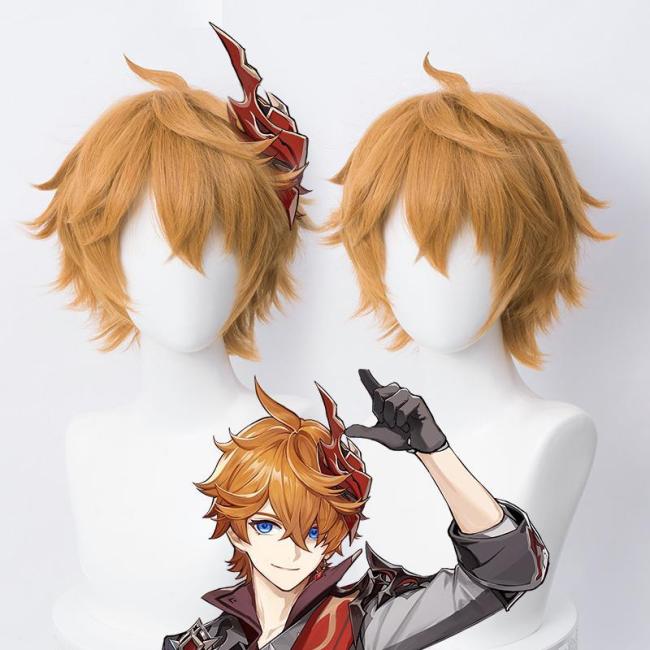 Genshin Impact Childe Tartaglia Orange Cosplay Wig