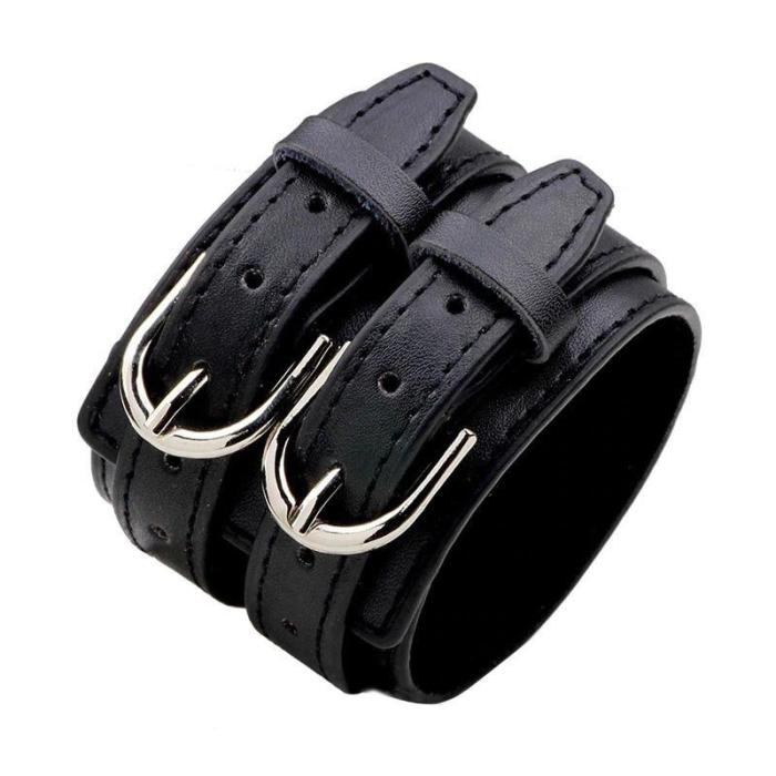 Classic Multilayer Wide Leather Cuff Bracelet