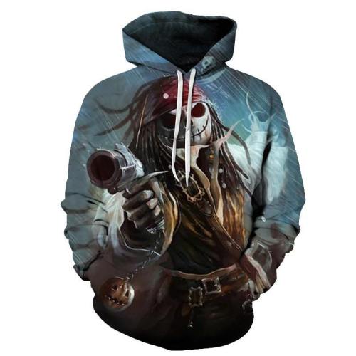 Jack Sparrow Skeleton 3D Sweatshirt Hoodie Pullover