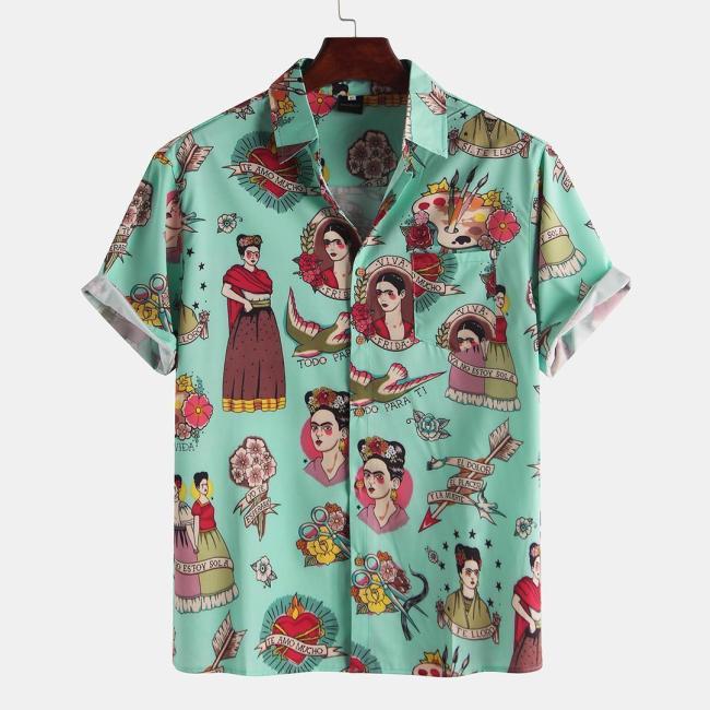 Characters Print Short Sleeve Shirts