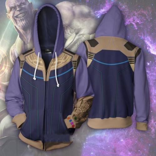 Avengers Movie Thanos Purple Cosplay Unisex 3D Printed Hoodie Sweatshirt Jacket With Zipper