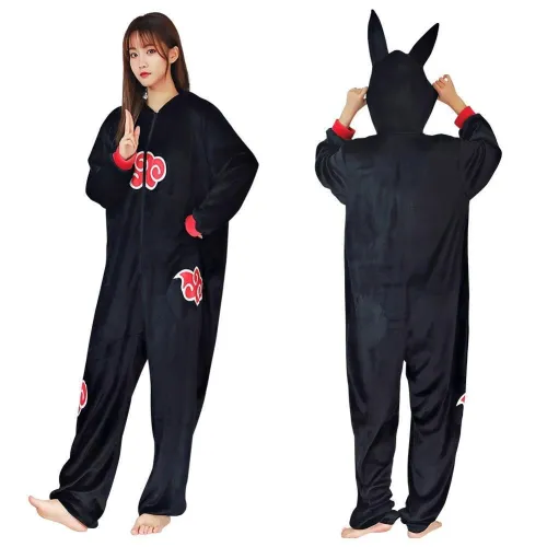 Anime Naruto Akatsuki Cloud Pajama Adult Unisex Onesies Polyester Sleepwear Pyjamas Halloween Carnival Costume Cosplay Costume