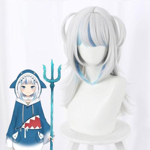 Holdlive Virtual Youtuber Gawr Gura Silver Blue Cosplay Wig