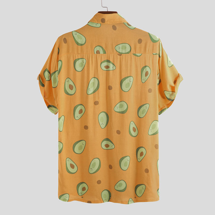 Mens Avocado Printed Summer Hawaiian Style Vacation