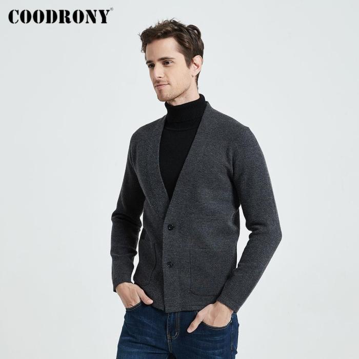 Men Streetwear Wool Cardigan For Autumn Winter