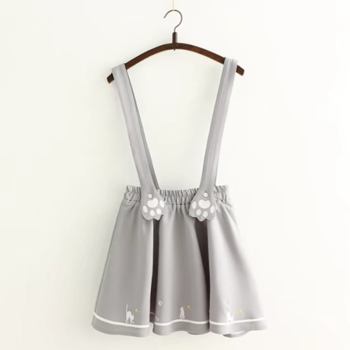 Cat Claw Embroidery Sweet Overall Dress
