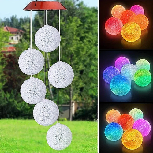 Solar Powered Crystal Ball Wind Chimes