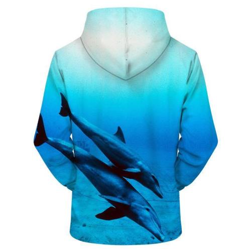 Two Dolphin 3D Sweatshirt Hoodie Pullover
