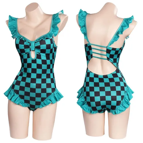 Anime Demon Slayer Kamado Tanjirou Swimwear Outfits Halloween Carnival Suit Cosplay Costume
