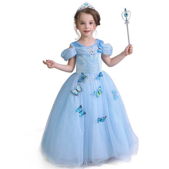 Kids Girls Princess Cinderella Dress Cosplay Costume Party Clothing