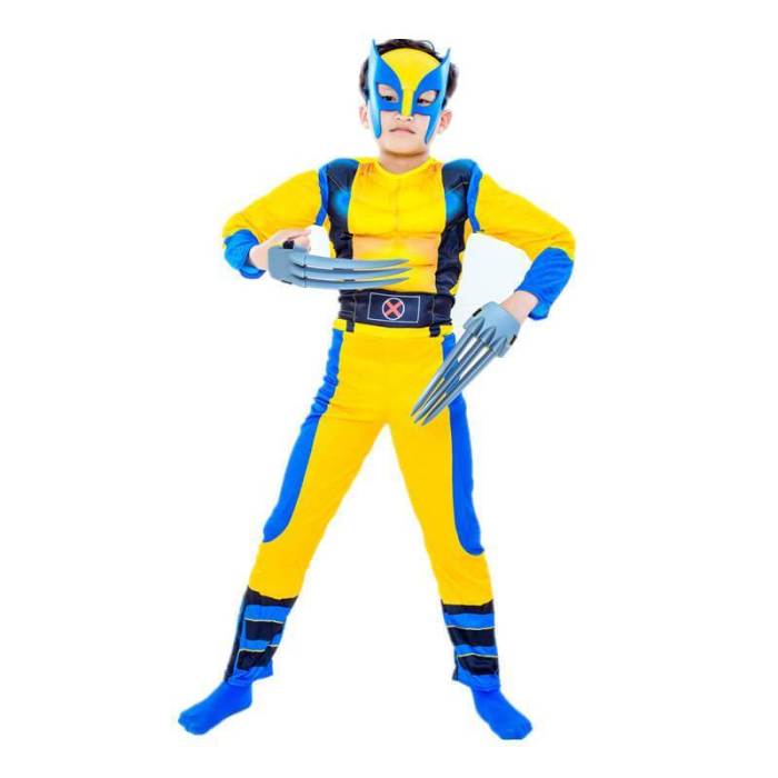 Kids Superhero Wolverines Muscle Jumpsuit Halloween Cosplay Costume
