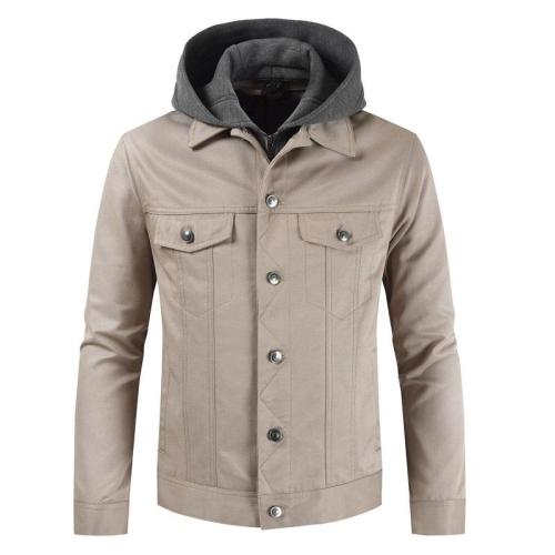 Men  Single-Breasted Detachable Casual Hooded Jacket
