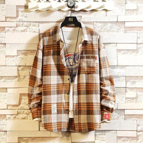 Manswear Mix Color Cotton Long Sleeve Checked Shirts