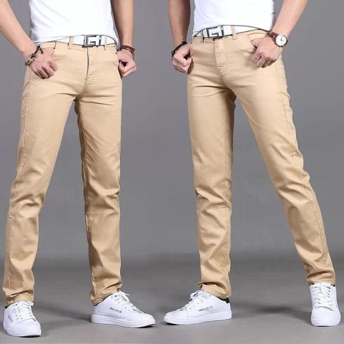 Manswear Solid Color Straight Slim Pants