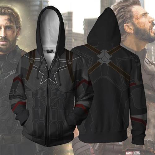 Captain America Movie Style 1 Cosplay Unisex 3D Printed Hoodie Sweatshirt Jacket With Zipper