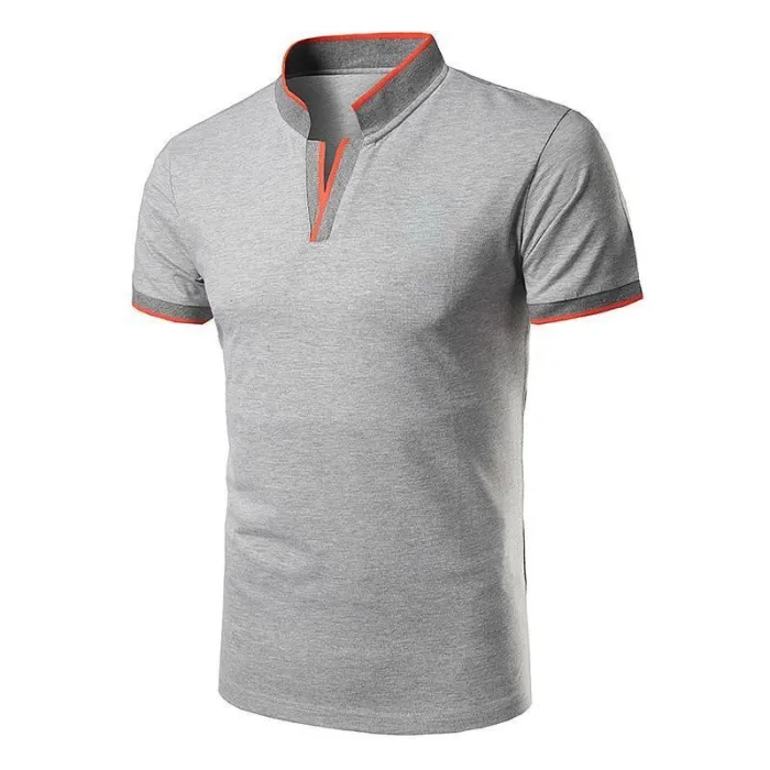 Men'S V-Neck Sold Casual Breathable Polo-Shirt