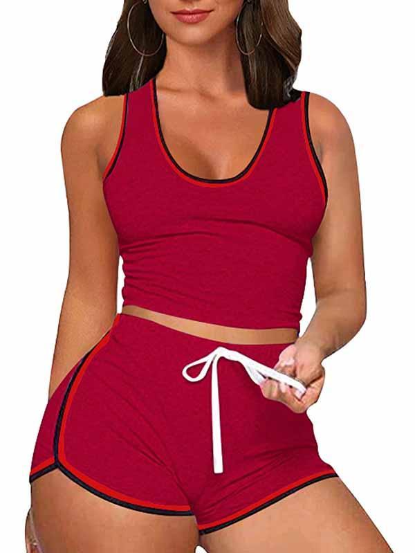 Scoop Neck Tank Top With Shorts Two Piece Outfits For Women