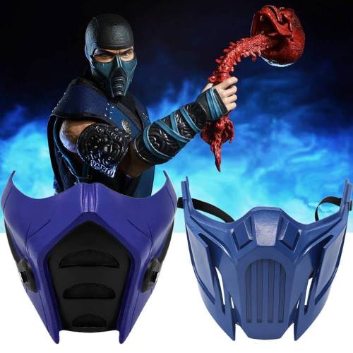 Game Mortal Kombat 11 Subzero Scorpion Blue Resin Mask Cosplay Props