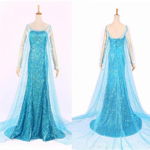 Frozen 2 Snow Queen Princess Elsa Blue Dress Cosplay Costume For Women