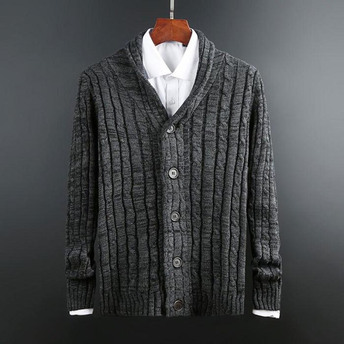 Mens Business Cardigan Thick Warm Casual Style Sweater