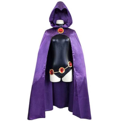 Superhero Teen Titans Raven Zentai Jumpsuit With Cloak Cosplay Costume