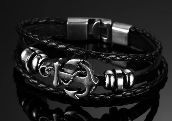 Vintage Anchor Black Bracelet